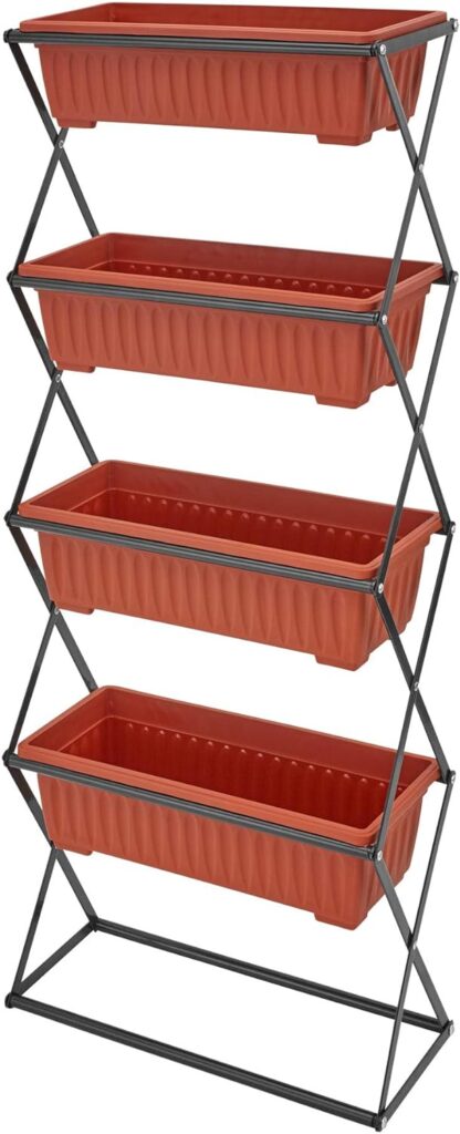 TecTake 403445 Jardinera Vertical, Estante 4 Macetas, Soporte Plegable